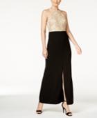 Calvin Klein Lace-contrast Halter Gown
