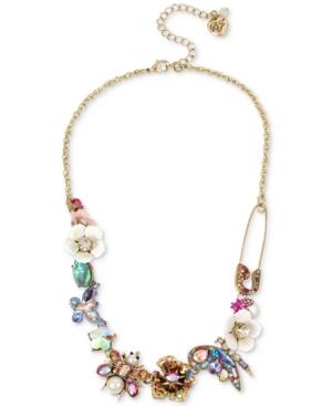 Betsey Johnson Gold-tone Stone & Bead Insect Collar Necklace, 15-1/2 + 3 Extender