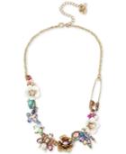 Betsey Johnson Gold-tone Stone & Bead Insect Collar Necklace, 15-1/2 + 3 Extender