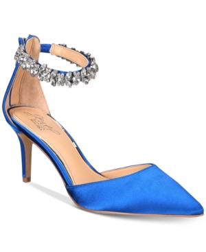 Jewel Badgley Mischka Audrey Embellished Ankle Strap Evening Pumps Women's Shoes