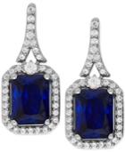 Lab-created Blue Sapphire (4 Ct. T.w.) And White Sapphire (1/2 Ct. T.w.) Drop Earrings In Sterling Silver
