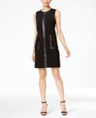 Calvin Klein Faux-leather-trim Shift Dress