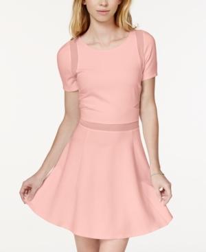 In Awe Of You By Awesomeness Tv Juniors' Ponte-knit Illusion Fit-and-flare Dress