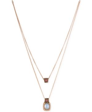 Le Vian Chocolatier Opal (1-5/8 Ct. T.w.), Diamond (3/8 Ct. T.w.) And Pink Sapphire Accent Layer Pendant Necklace In 14k Rose Gold