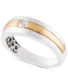 Diamond Two-tone Band (1/6 Ct. T.w.) In 10k Gold & White Gold