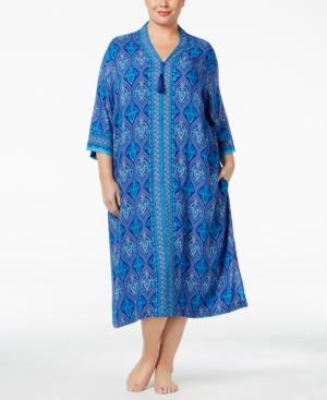 Charter Club Plus Size Contrast-banded Caftan, Only At Macy's