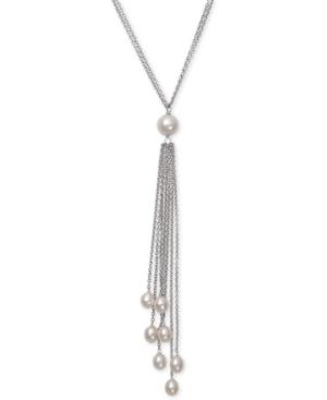 Belle De Mer Cultured Freshwater Pearl (6 & 8-1/2mm) Long Lariat Necklace In Sterling Silver