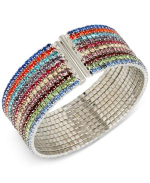 M. Haskell Silver-tone Multi-colored Crystal Cuff Bracelet
