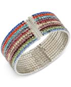 M. Haskell Silver-tone Multi-colored Crystal Cuff Bracelet