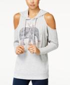 Rebellious One Juniors' Graphic Cold-shoulder Hoodie