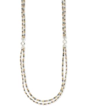 Nine West Tri-tone Beaded Long Layer Necklace