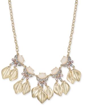 Inc International Concepts Gold-tone Stone & Crystal Petal Statement Necklace, 17 + 3 Extender, Created For Macy's