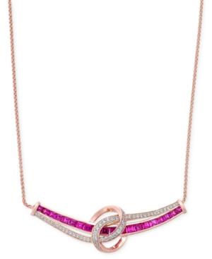 Certified Ruby (1-3/4 Ct. T.w.) And Diamond (1/4 Ct. T.w.) Collar Necklace In 14k White Gold