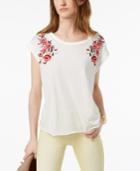 Carbon Copy Embroidered Cuffed Top