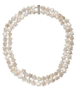 Pearl Necklace, Sterling Silver Star-shaped Cultured Freshwater Pearl 2-row Strand (10-11mm)