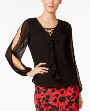 Thalia Sodi Lace-up Ruffled Blouse, Only At Macy's