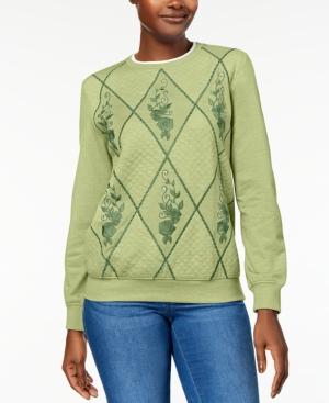 Alfred Dunner Pastel Skies Embellished Embroidered Quilted Sweatshirt