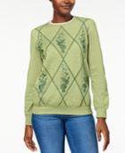 Alfred Dunner Pastel Skies Embellished Embroidered Quilted Sweatshirt