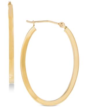 Polished Oval Flat-edge Tube Earrings In 10k Gold