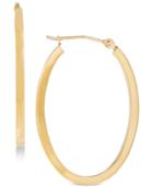 Polished Oval Flat-edge Tube Earrings In 10k Gold