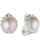Anne Klein Silver-tone Pink Imitation Pearl Clip-on Earrings