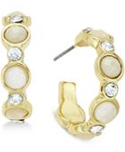 Charter Club Gold-tone White Stone Hoop Earrings, Only At Macy's