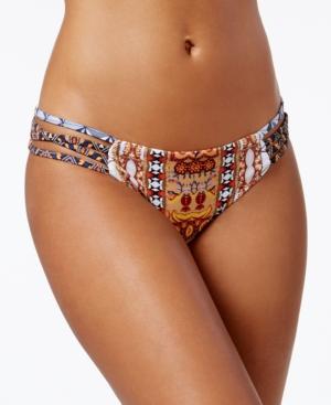 Rachel Rachel Roy Patchwork-print Strappy Cheeky Bikini Bottoms Women's Swimsuit