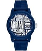 Ax Armani Exchange Men's Blue Silicone Strap Watch 46mm