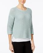 Eileen Fisher Three-quarter-sleeve Crew-neck Sweater