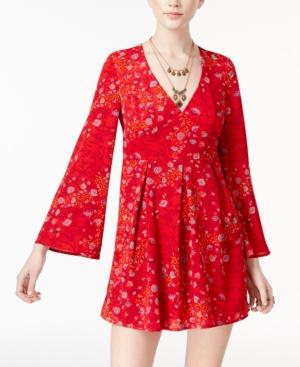 Emerald Sundae Juniors' Bell-sleeve Fit & Flare Dress