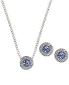 Givenchy Silver-tone Crystal And Pave Pendant Necklace And Matching Stud Earrings