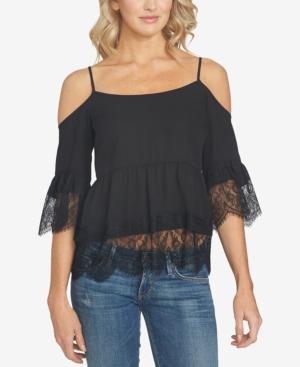 1.state Lace-trim Cold-shoulder Top