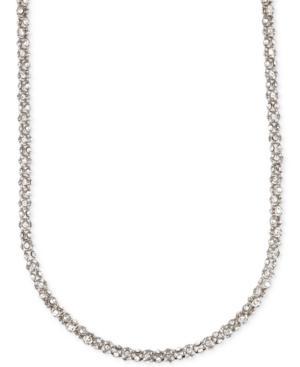 Anne Klein Silver-tone Crystal Pave Tubular Strand Necklace