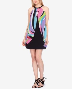 Tahari Asl Printed Chiffon Halter Dress