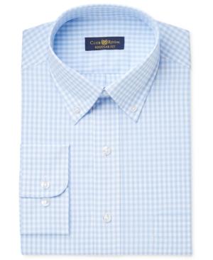 Club Room Men's Classic/regular Fit Light Blue Gingham Dress Shirt, Only At Macy's