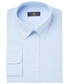 Club Room Men's Classic/regular Fit Light Blue Gingham Dress Shirt, Only At Macy's