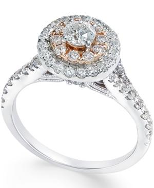 Diamond Two-tone Engagement Ring (1 Ct. T.w.) In 14k White Gold And Rose Gold