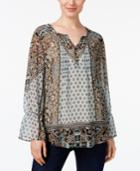 Style & Co Multi-print Peasant Top, Created For Macy's