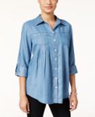 Style & Co Striped Denim Shirt, Only At Macy's