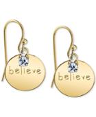 2028 14k Gold-plated Crystal-accent Believe Drop Earrings