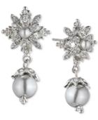 Marchesa Gold-tone Crystal & Imitation Pearl Drop Earrings