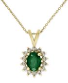 Brasilica By Effy Gold-tone Emerald (1-1/8 Ct. T.w.) And Diamond (1/3 Ct. T.w.) Pendant Necklace In 14k Gold