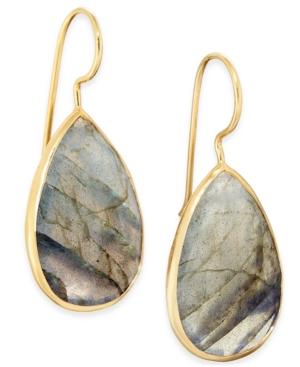 Paul & Pitu Naturally Gold-tone Gray-blue Stone Drop Earrings