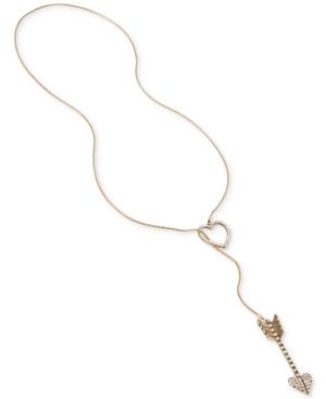 Betsey Johnson Gold-tone Pave Arrow And Heart Lariat Necklace