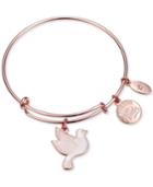 Unwritten Believe In Miracles Dove Charm Adjustable Bangle Bracelet In Rose Gold-tone Stainless Steel