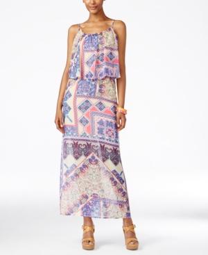 Ny Collection Petite Printed Popover Maxi Dress