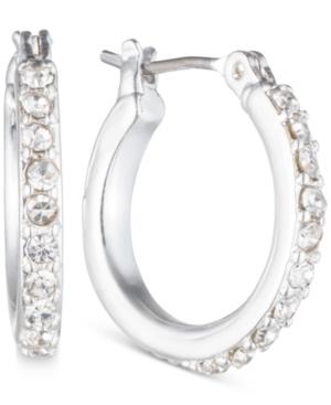 Anne Klein Silver-tone Crystal Small 1/2 Hoop Earrings