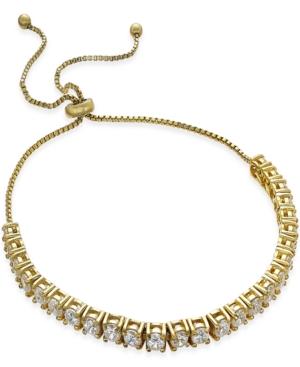 Giani Bernini Cubic Zirconia Adjustable Bracelet In Gold-plated Sterling Silver
