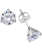 Certified Near Colorless Diamond 3-prong Stud Earrings (2 Ct. T.w.) In 18k White Gold