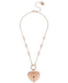 Betsey Johnson Rose Gold-tone Pave & Imitation Pearl Winged Heart Pendant Necklace, 16 + 3 Extender